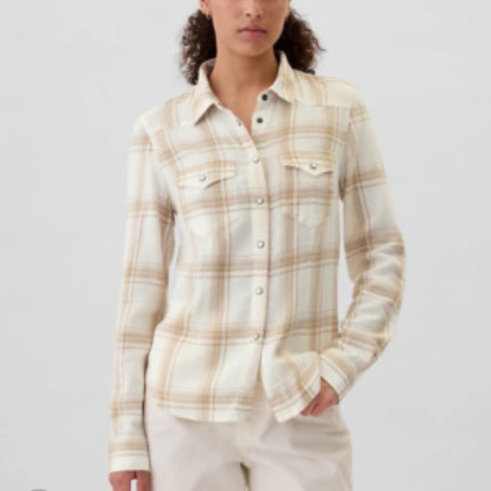 GAP Beige Flannel Plaid Shirt